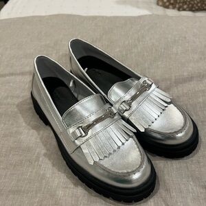 Old Navy Silver Loafers with Fringe Detail